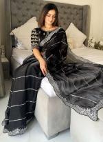 Pure Jimmy Choo Silk Black Festival Wear Sequins Work Saree